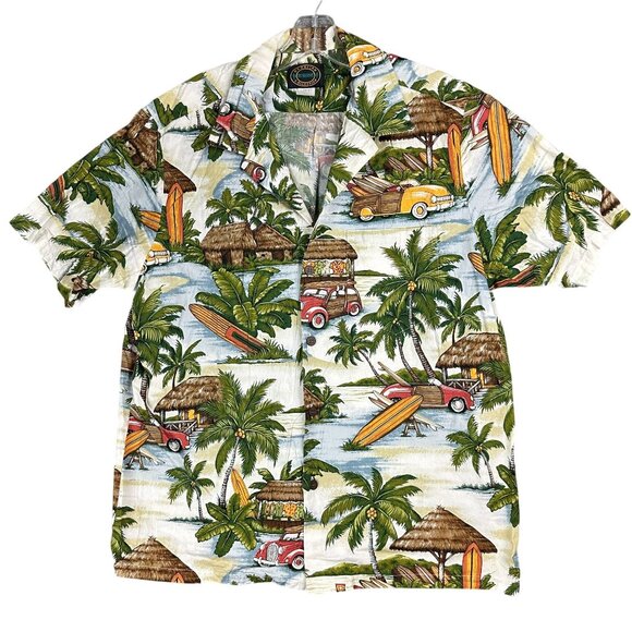 Vtg Hawaiian Reserve Coll. Shirt Mens L Aloha Tiki Floral Button Made In USA - Picture 1 of 7